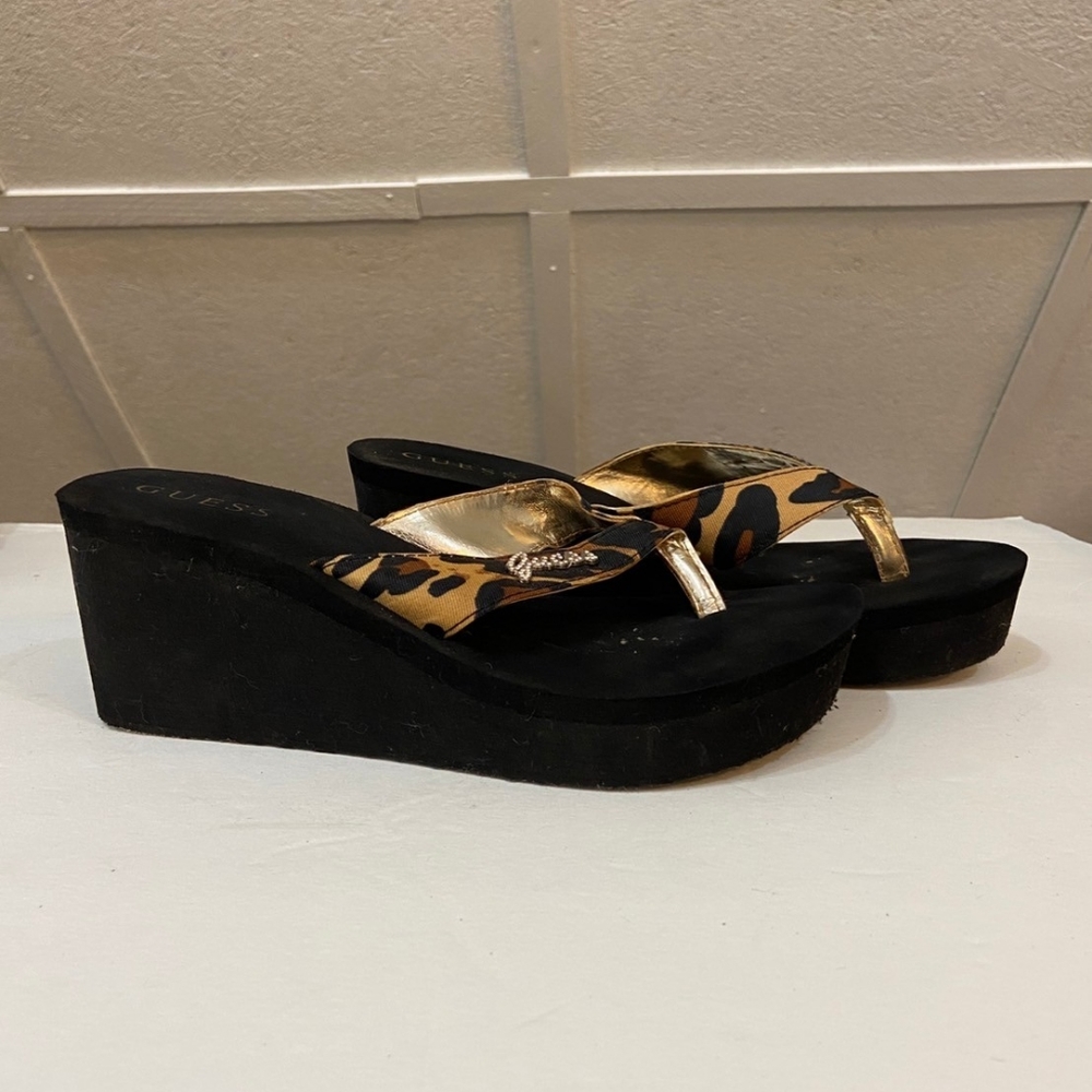 Guess, Animal Print Platform Flip Flops - Size 7.5 - image 5